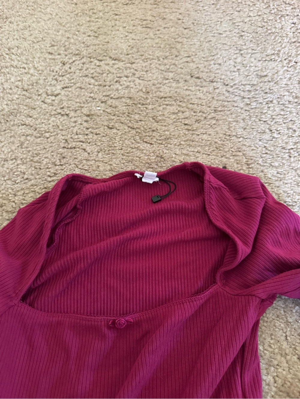 Garage Ribbed Short Cardigan - Berry Magenta
